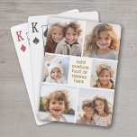 6 Fotokollage-minimalister - vit och guld Casinokort<br><div class="desc">Använda ditt favoritfoto eller bilder om du vill göra roligten  med vänner. En enkel design med bara bilder och ett textblock. Skörd dina foton i fyrkanter och lägg till dem i rutnätet. Baksidan är ett solitt färg som kan ändras.</div>