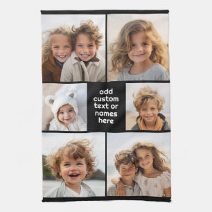 6 Fotokollage minimalistisk - vit och svart Kökshandduk