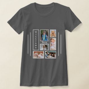 6 Fotokollage Personlig Grått T-Shirt
