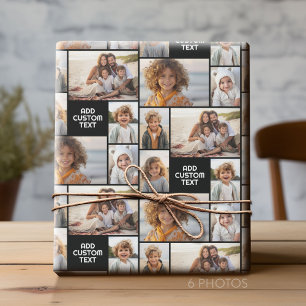 6 fotokollage - solid färg - vit, ogenomskinlig te presentpapper