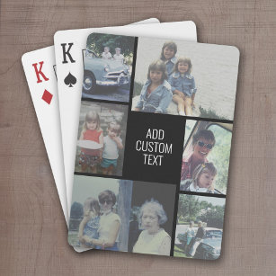 6 fotokollage - svart bakgrund - vit text casinokort