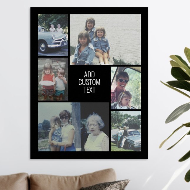 6 fotokollage - svart bakgrund - vit text poster (Personalized Poster - Add your photos and text)
