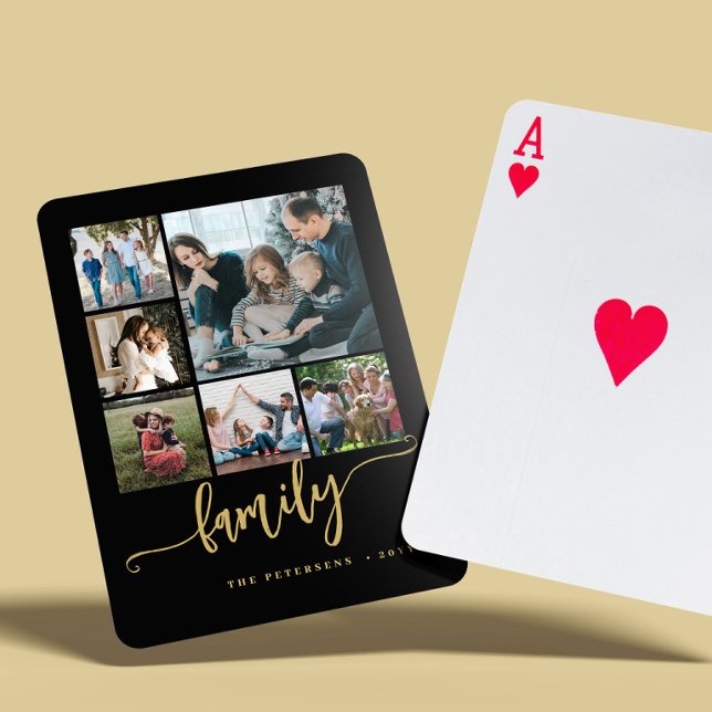 6 fotokollage svart guld test manus familj casinokort (Skapare uppladdad)
