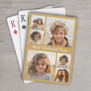 6 Fotokollage - tillvalstext - Guld Casinokort