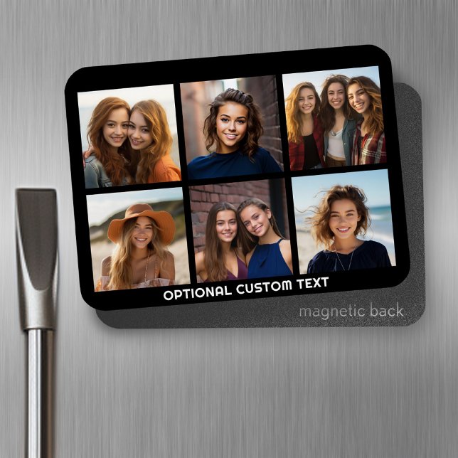 6 Fotokollage - valfri text - CAN Redigera Färg Magnet (Personalized magnet with photos and text)