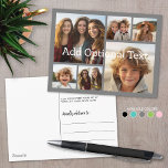 6 Fotokollage - valfri text - CAN Redigera Grått Vykort<br><div class="desc">Lägg till ditt favoritprogram bilder i den här roligten-mallen. Du kan använda kvadratiska foton eller eventuella foton för det här rutnätet.</div>