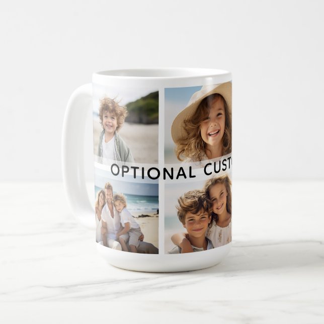 6 Fotokollage Valfri text -- Modern Minimal Kaffemugg (Framsida vänster)