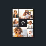 6 fotokollage - vit bakgrund - svart text canvastryck<br><div class="desc">6 foton i ett ojämn mönster omger ett öppningsområde för tre linjer text. Använda 2-beskurna foton och 4-lodräts foton för att få det här att fungera! Bakgrunden är vit. Om du vill ändra färg klickar du på det avancerade designområdet och ser fler alternativ.</div>