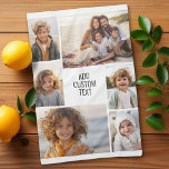6 fotokollage - vit bakgrund - svart text kökshandduk<br><div class="desc">6 foton i ett ojämn mönster omger ett öppningsområde för tre linjer text. Använda 2-beskurna foton och 4-lodräts foton för att få det här att fungera! Bakgrunden är vit. Om du vill ändra färg klickar du på det avancerade designområdet och ser fler alternativ.</div>