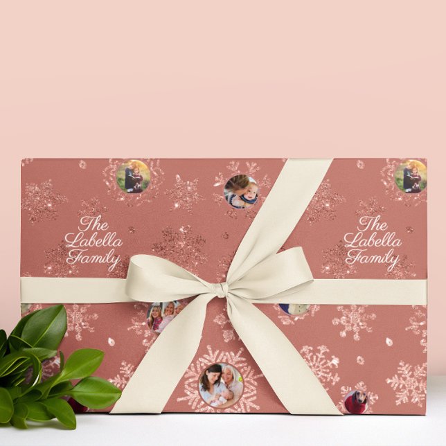 6 Fotomall Ro Guld Glitter Snöflingor Gift Presentpapper (Skapare uppladdad)