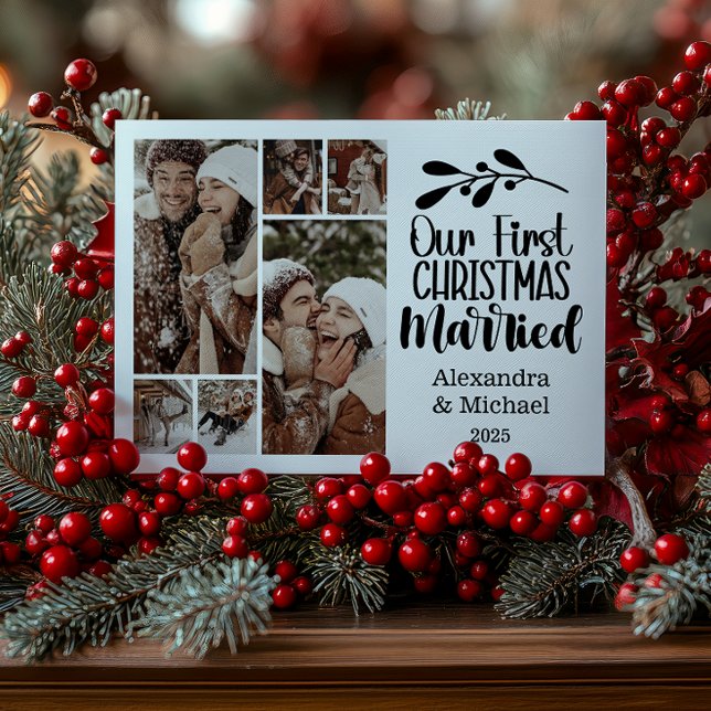 6 Fotominimiralist vår första jul gift Julkort (Skapare uppladdad)