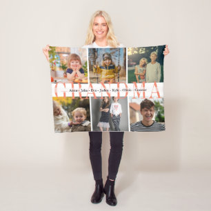 6 Foton Barnbarn - anpassad namngåva för mormor Fleecefilt