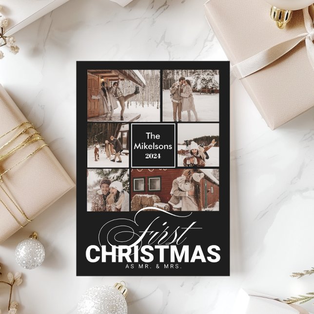 6 foton Första jul som Mr & Mrs. Julkort (Skapare uppladdad)