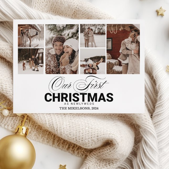 6 foton Första jul som Newlyweds Julkort (Skapare uppladdad)