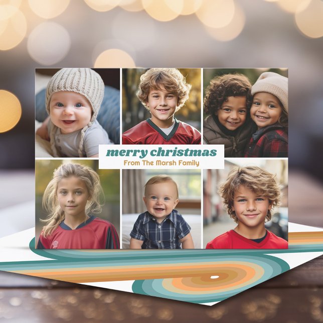 6 Foton - God jul Minimal Retro Line Art Julkort (Retro Line Art - Online Christmas Card with a vintage 70s vide - 6 photos)