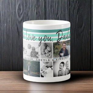 6 Fotos Collage Vi älskar dig Pappa Far Barn Kaffemugg