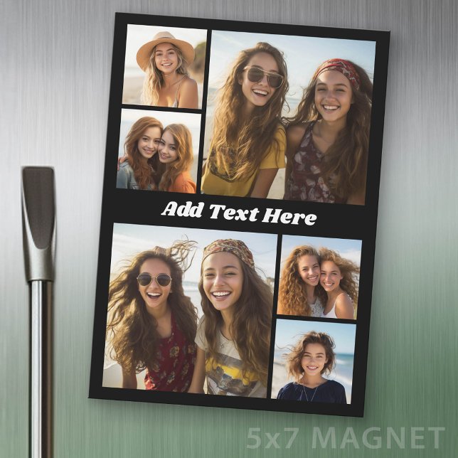 6 Fotos Kollage Vit Text - Kylskåp Magnet (Photo Magnet Sheet - 5 inches x 7 inches)