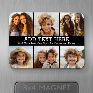 6 Fotoskollage 2 textrader --KAN redigera svart Magnet