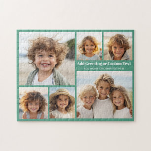 6 Fotoskollage med text -- Modern, Minimal grön Pussel