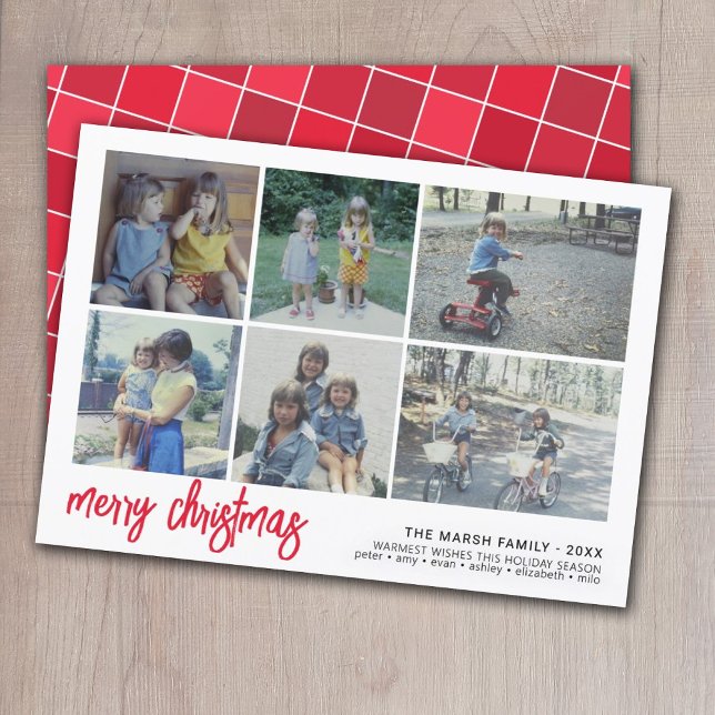 6 Fotoskript God jul - vit Gräns-panel Julkort (Skapare uppladdad)