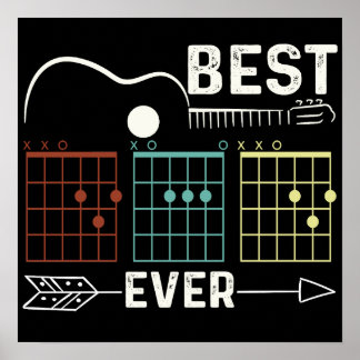 6 Funny Best Guitar Dad Ever Chord Men For Music Poster
