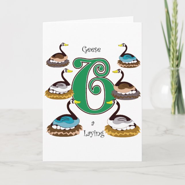 6 Geese a Lay Helgkort (Framsida)