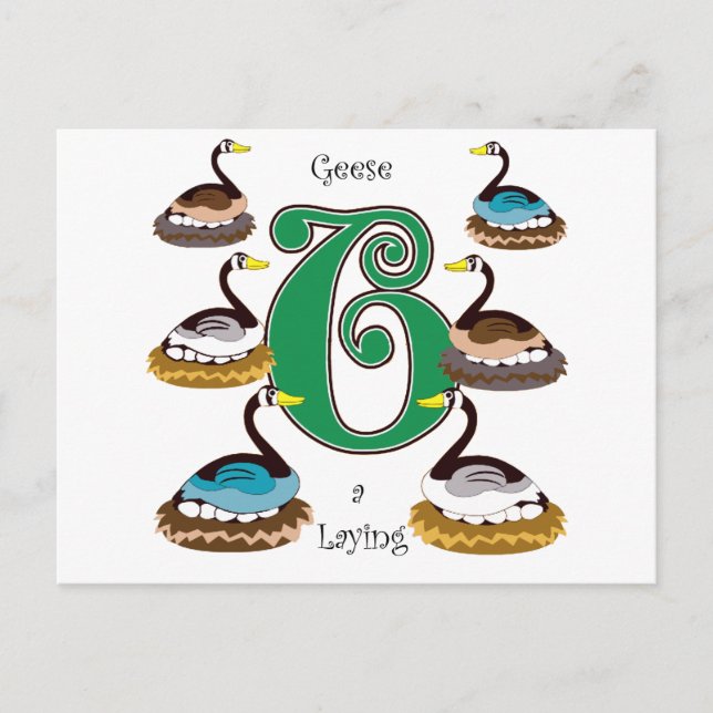 6 Geese a Lay Vykort (Framsida)