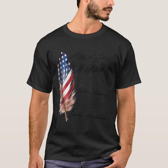 6 grundare Namnteckning Far i USA Patri T Shirt (Framsida)