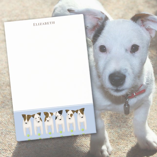 6 Jackar Russell Terriers kastar min boll Post-it Block (Skapare uppladdad)