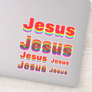 6 Jesus namn (2 ritningar, 3 storlekar) regnbågsfö Klistermärken
