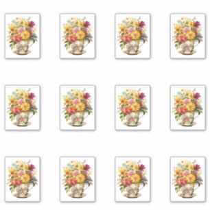6 kopp blomster klistermärken