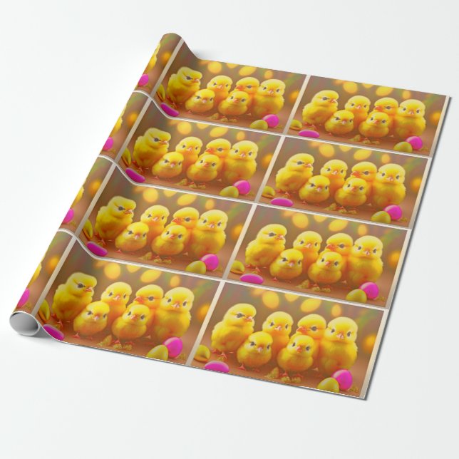6 Little Påsk Chick Collection Presentpapper (Utrullad)