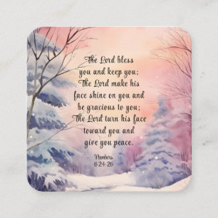 6 Lord Bless You Bible Verse Winter Scene Fyrkantigt Visitkort