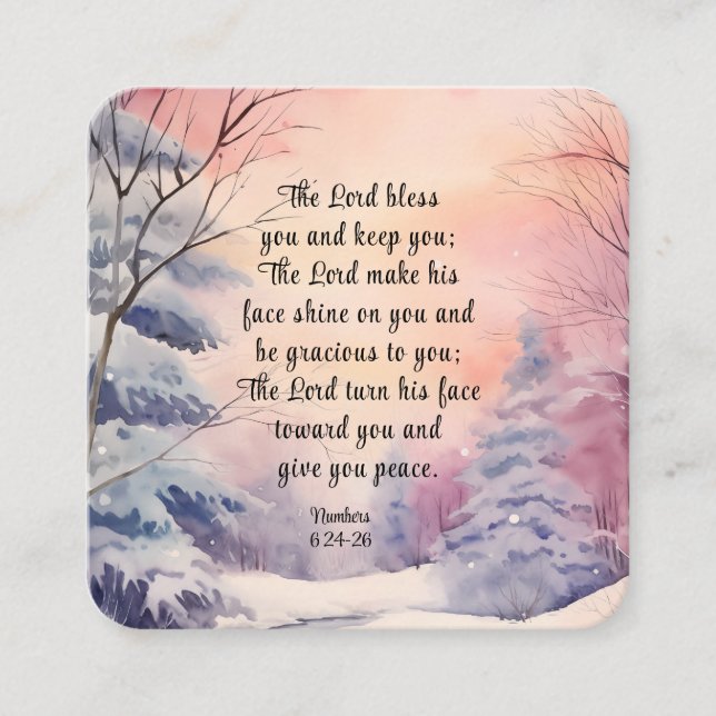 6 Lord Bless You Bible Verse Winter Scene Fyrkantigt Visitkort (Framsida)