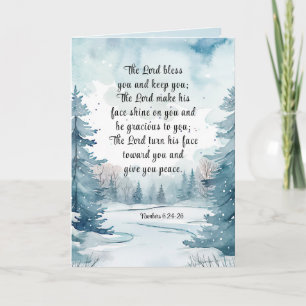 6 Lord Bless You Bible Verse Winter Scene Kort