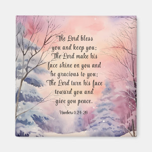 6 Lord Bless You Bible Verse Winter Scene Magnet