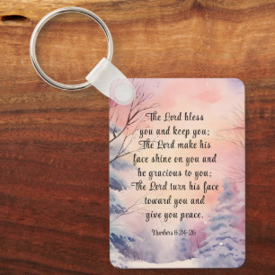 6 Lord Bless You Bible Verse Winter Scene Nyckelring