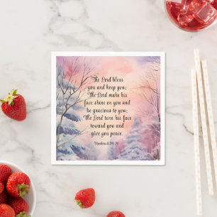6 Lord Bless You Bible Verse Winter Scene Pappersservett
