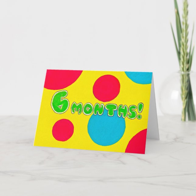 6 månader nykterhetfödelsedag-/årsdagkort kort (Framsida)