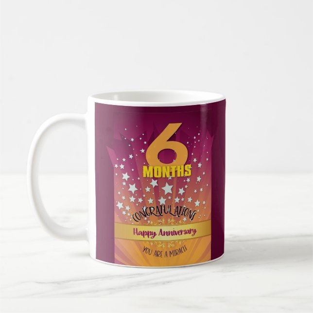 6 månaders anpassad återhämtningsjubileum fet siff kaffemugg (Vänster)