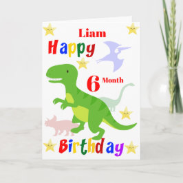 6 månaders Dinosaur Birthday Kort