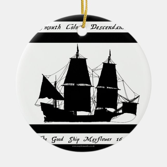 6 mayflowerättlingar julgransprydnad keramik (Framsidan)