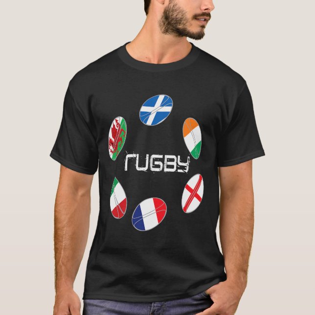 6 nationers rugby-tröja t shirt (Framsida)