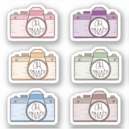 6 Oj Snap! Pastel Cameras Stickers Klistermärken