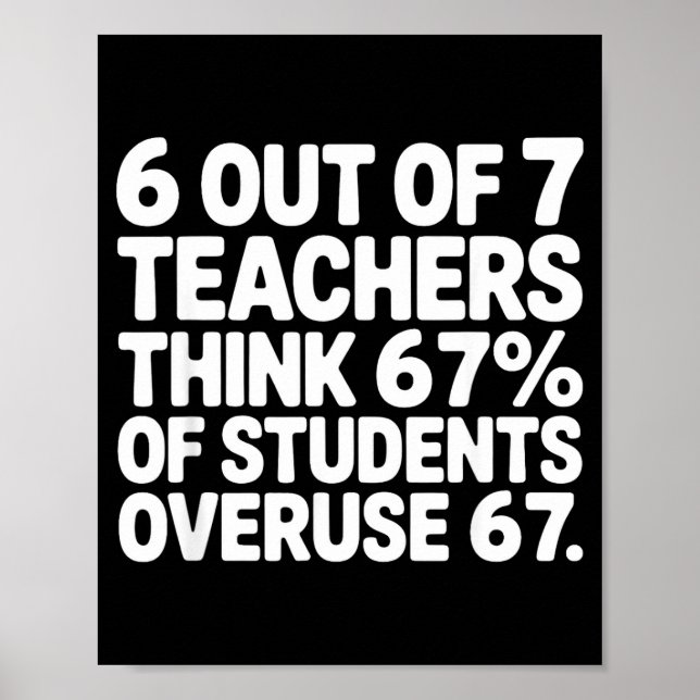 6 Out Of 7 Teachers Funny 67 Six Seven Meme Teache Poster (Framsidan)