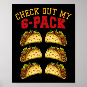 6 Pack Fitness Taco Funny Mexikanska Gym överst fö Poster
