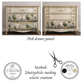 6 Paris Hot Air Balloon Wrapping Drawer Panels