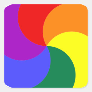 6 partialmoonsrainbow COLORFUL GRAPHIC CIRCLE CIRC Fyrkantigt Klistermärke