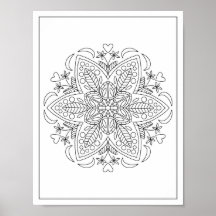 6 Petals Geometric Mandala Flower Vuxen Coloring
