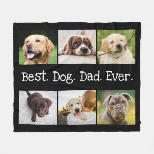 6 Photo Best Hund Pappa någonsin Collage Black an Fleecefilt